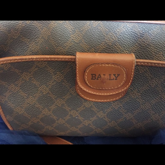 BALLY JACQUARD VINTAGE SWISS Frm ITALY JACQUARD COATED LEATHER Crossbody RARE - Picture 2 of 7